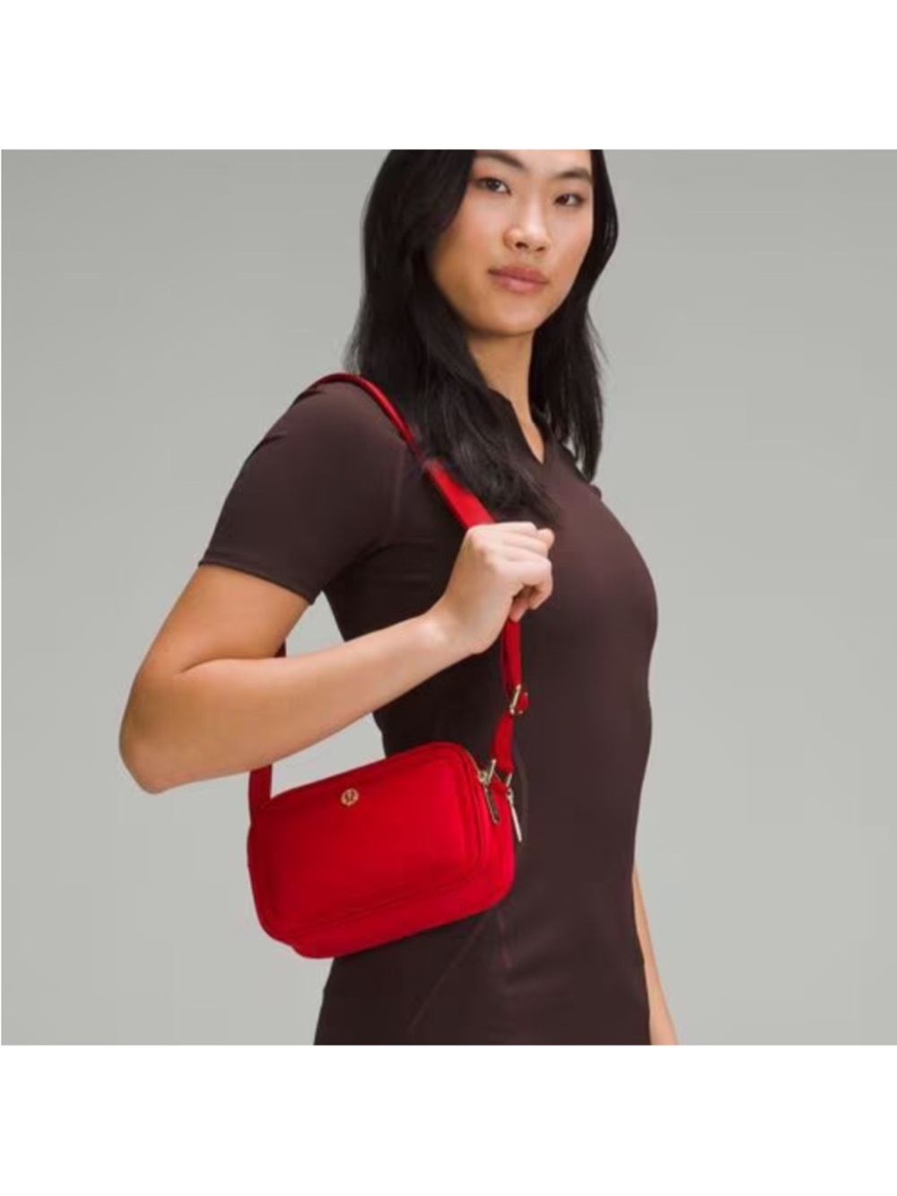 Lululemon Red Crossbody Camera Bag with Adjustable Strap